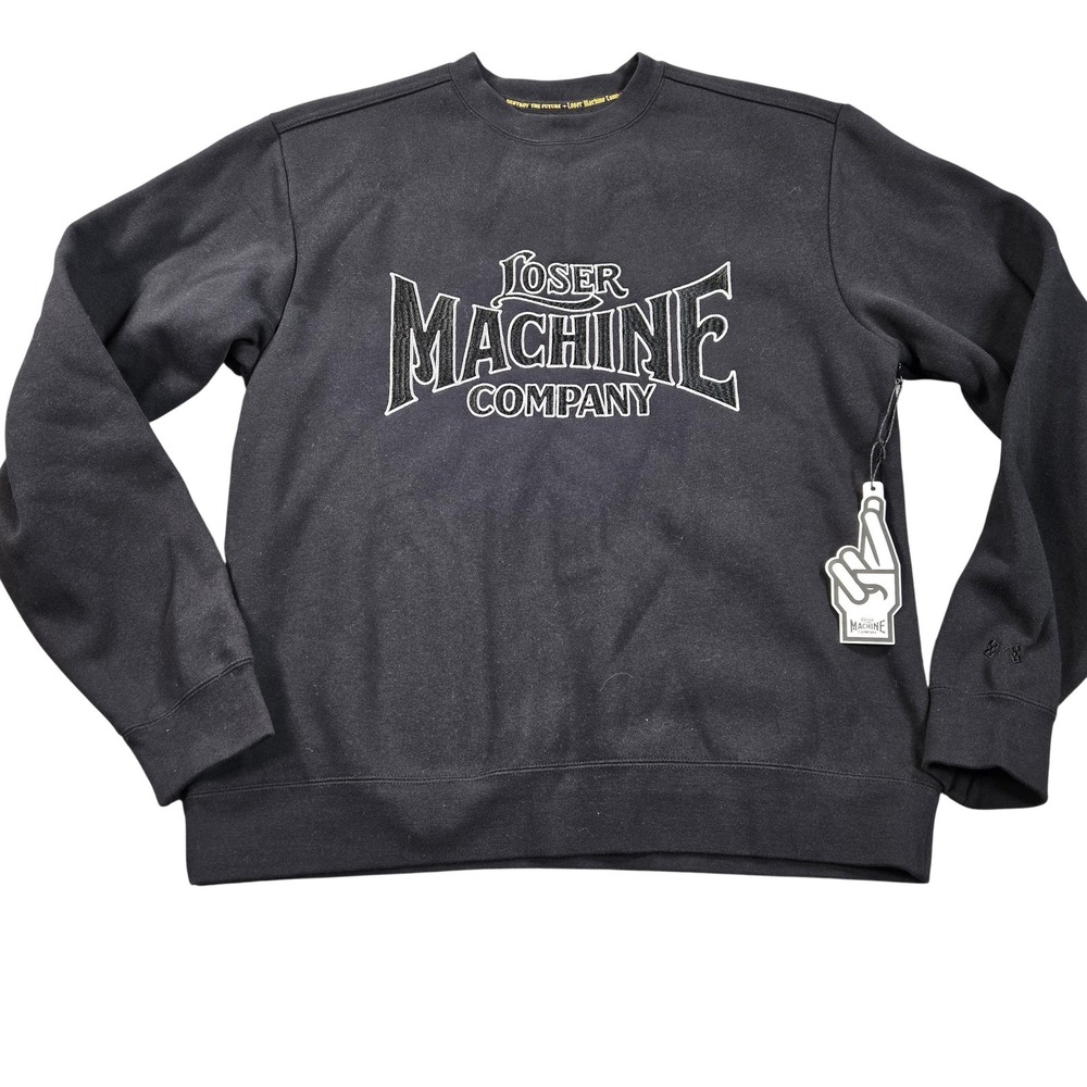 Loser Machine Company Sweatshirt Mens Medium Black Fleece Pullover Logo Graphic